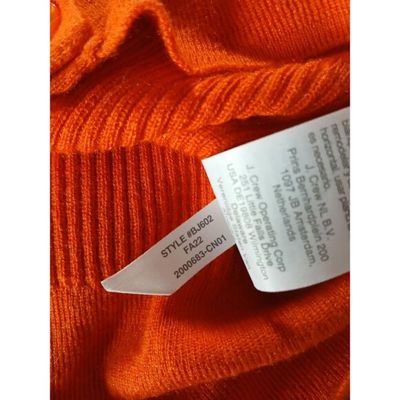 J Crew Orange Silk Cashmere Blend Ruffle Cardigan Sweater L Open Low Neckline - Picture 10 of 11